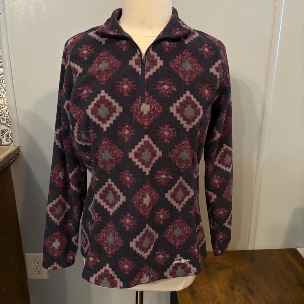 Eddie Bauer Purple Lavender Magenta Quarter‎ Zip Fleece Pullover (Women's L)